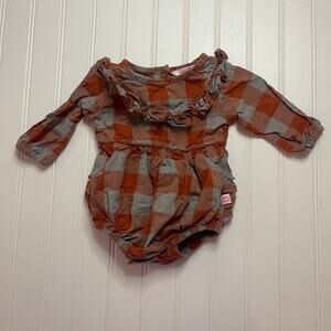 RuffleButts Baby Girls Long Sleeve Knit Print Bubble Romper Size 0/3 Months